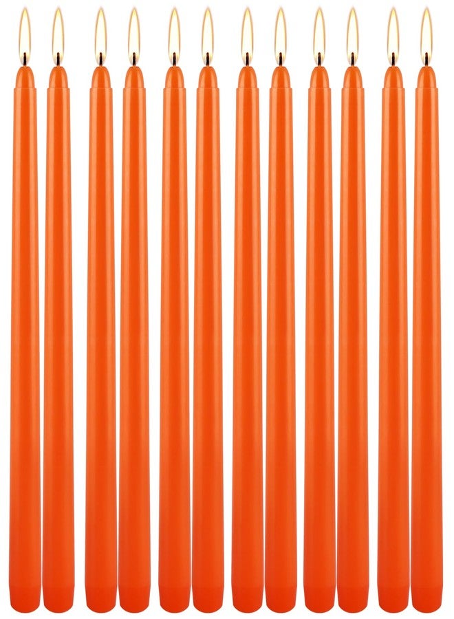 ECLHTLNY 12-Pack 10-Inch Orange Taper Candles - Cotton Core, Clean Burning unscented, Drip-Free & Smokeless, Elegant Conical Design for Halloween, Weddings & Family Celebrations - Image 1